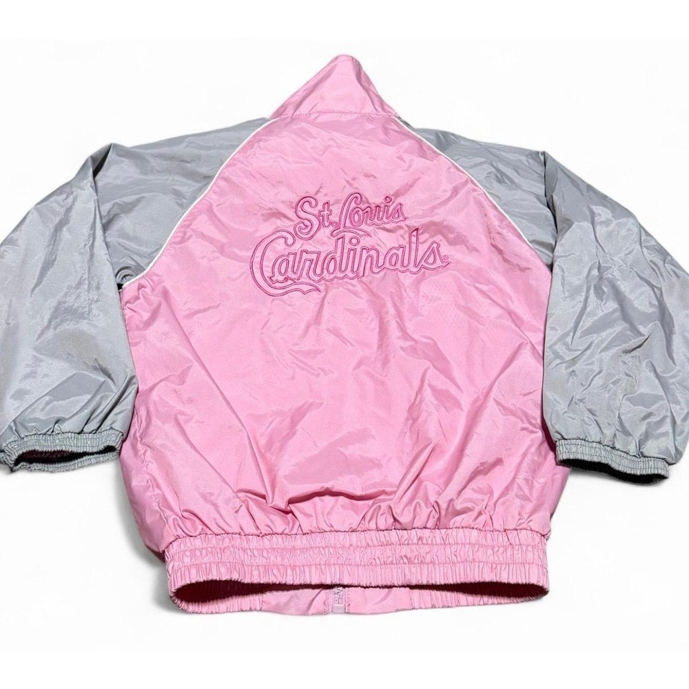 Vintage St Louis Cardinals Kids Jacket Pink Gray MLB Baseball Girls Youth 4T